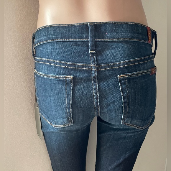 New Women's 7 For All Mankind Jeans Slim Straight Ankle leg In Blue SZ 24 - Picture 10 of 13